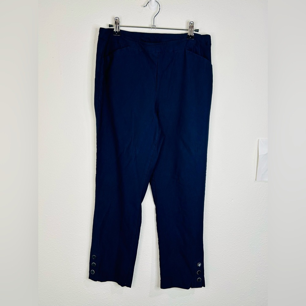 Tribal Women’s Navy Blue Pull-On Pants Size 10 with Side Button Detail - Picture 3 of 10